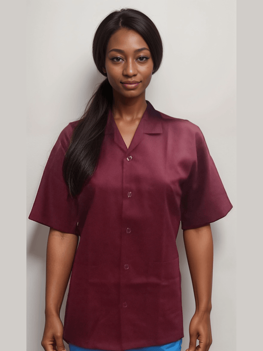 Maroon Half Sleeves Apron - J R GARMENTS