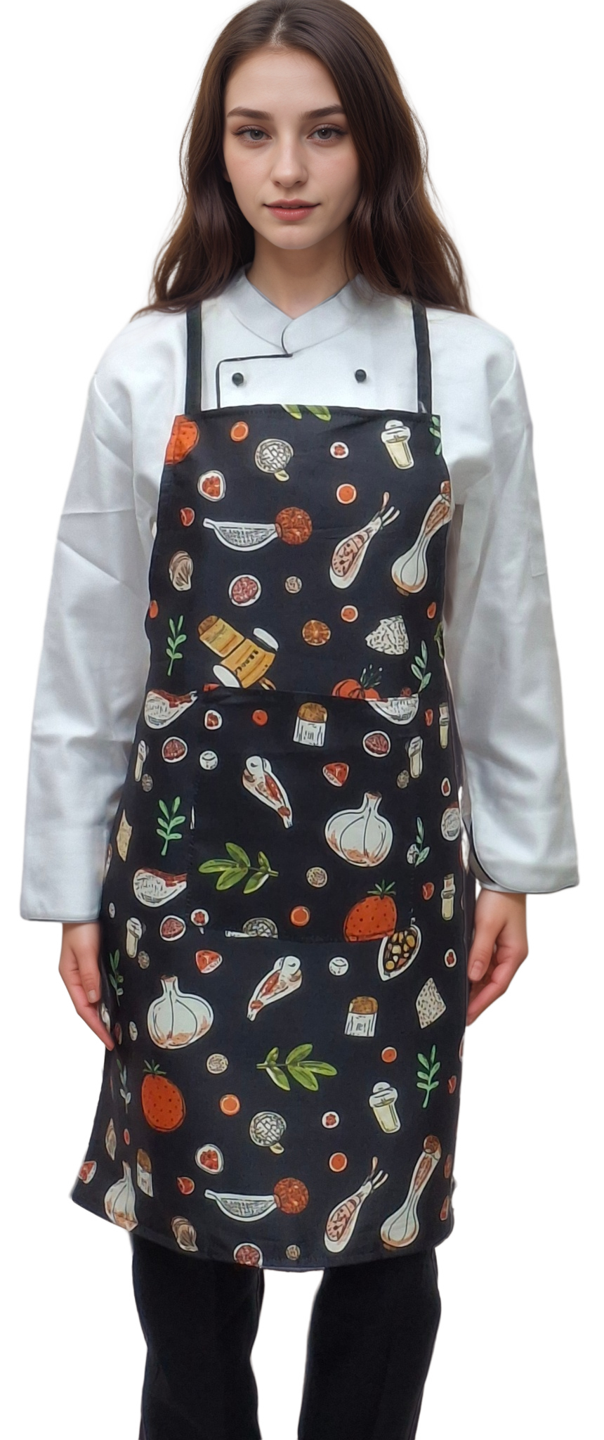 HICKORY Premium Printed Kitchen Apron – GREEN ESSENCE | Designer Apron for Open Kitchens & Café Counters
