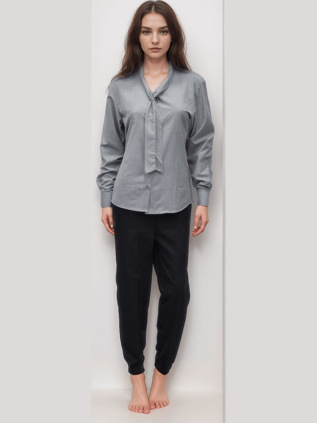 Ladies Formal Shirt Grey - J R GARMENTS