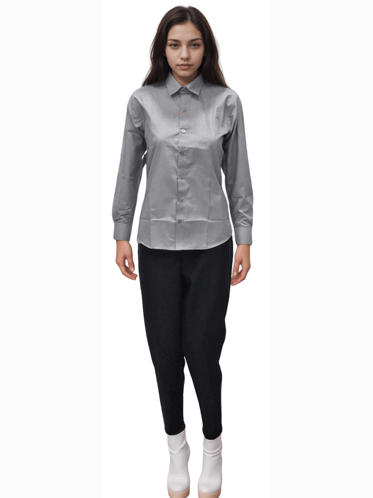 Grey Formal Ladies Shirt - J R GARMENTS