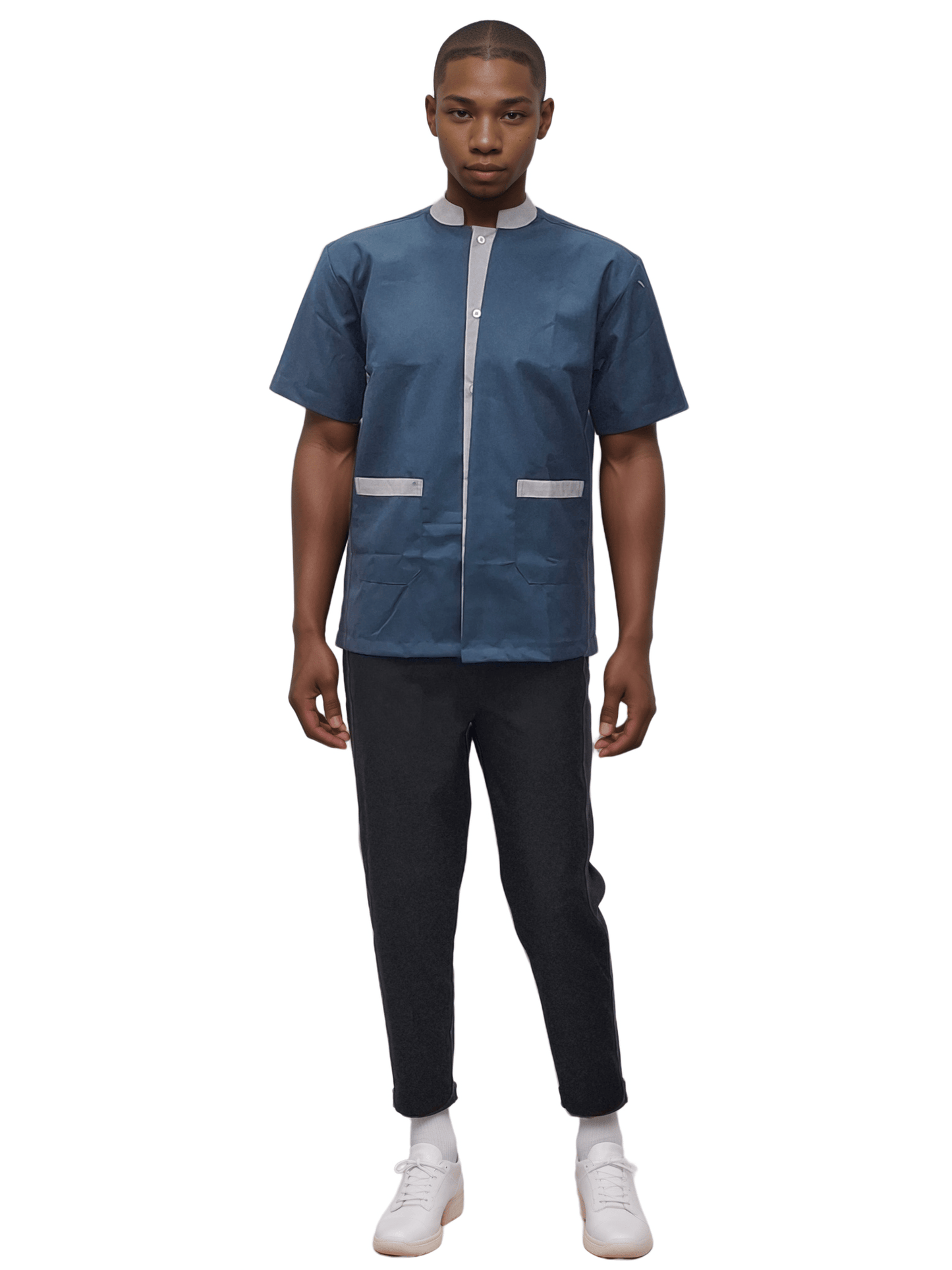 Helping Staff Shirt Air Force Blue with Grey Detailing | HICKORY - J R GARMENTS