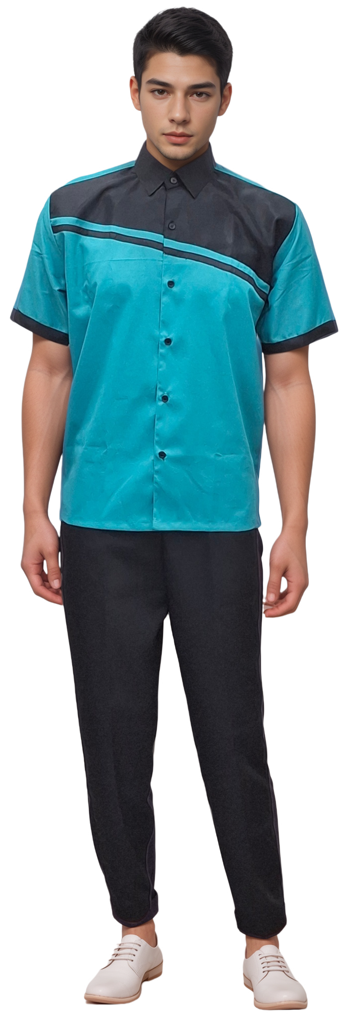 Teal & Black Housekeeping Uniform Shirt