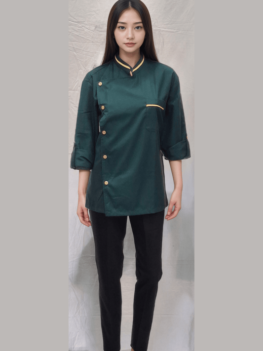 Bottle Green Chef Coat for Professional Chefs and Culinary Enthusiasts - J R GARMENTS