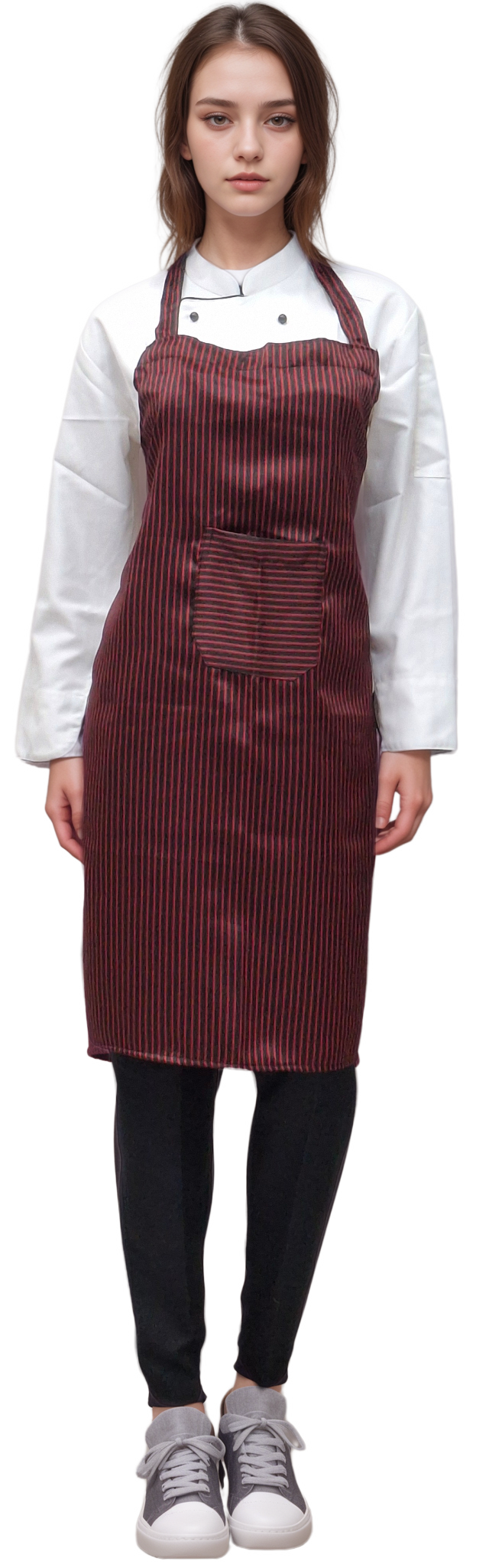HICKORY Kitchen Apron – Red & Black Striped Apron with Front Pocket