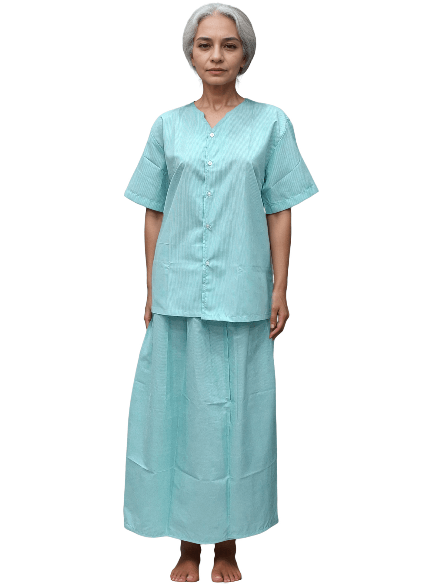 Hickory Patient Blouse Petticoat with Green Lining for Comfortable Healthcare Wear - J R GARMENTS