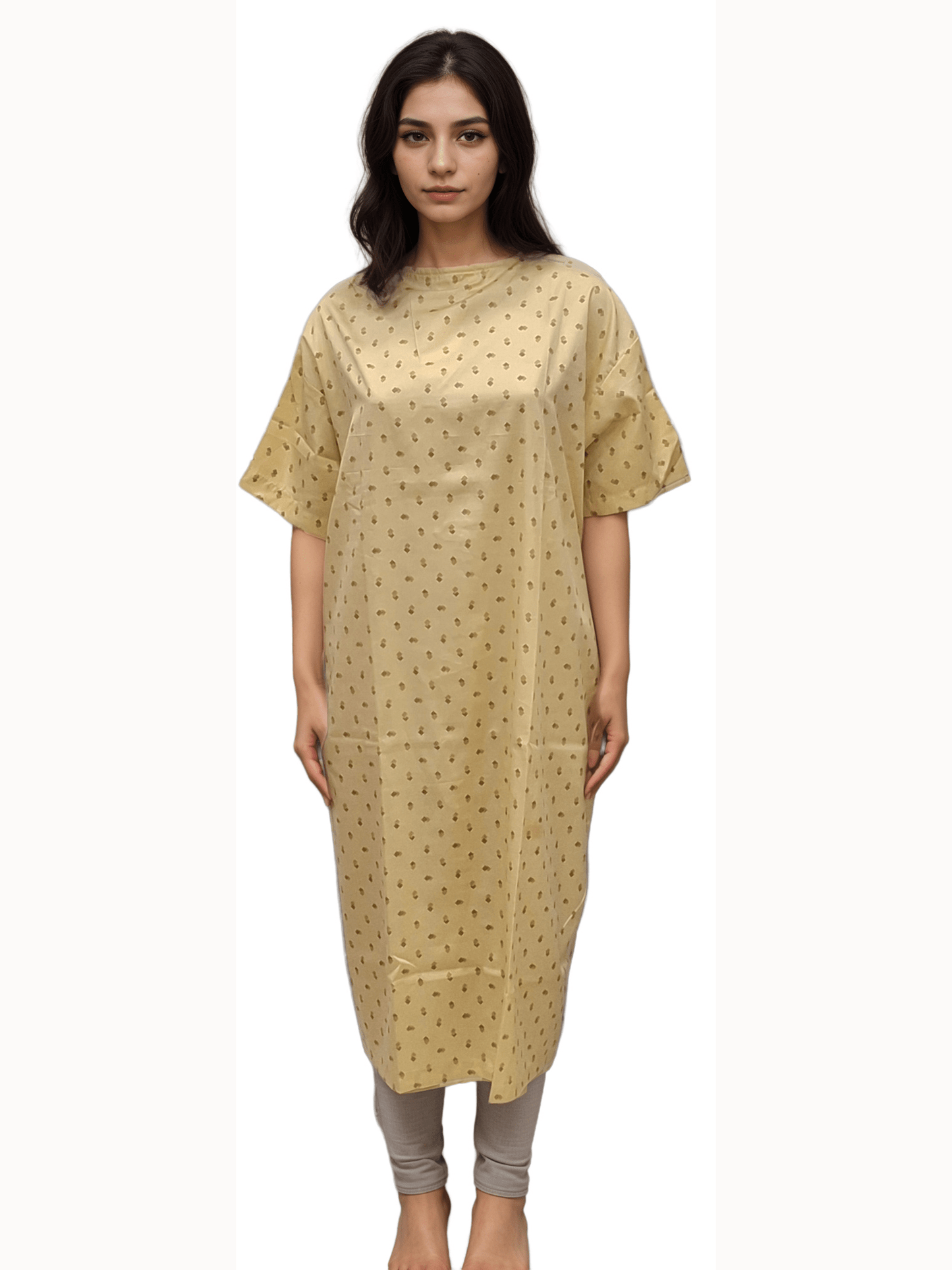 Patient Gown Nadi Chamious Print - HICKORY Stylish Comfort for Healthcare - J R GARMENTS