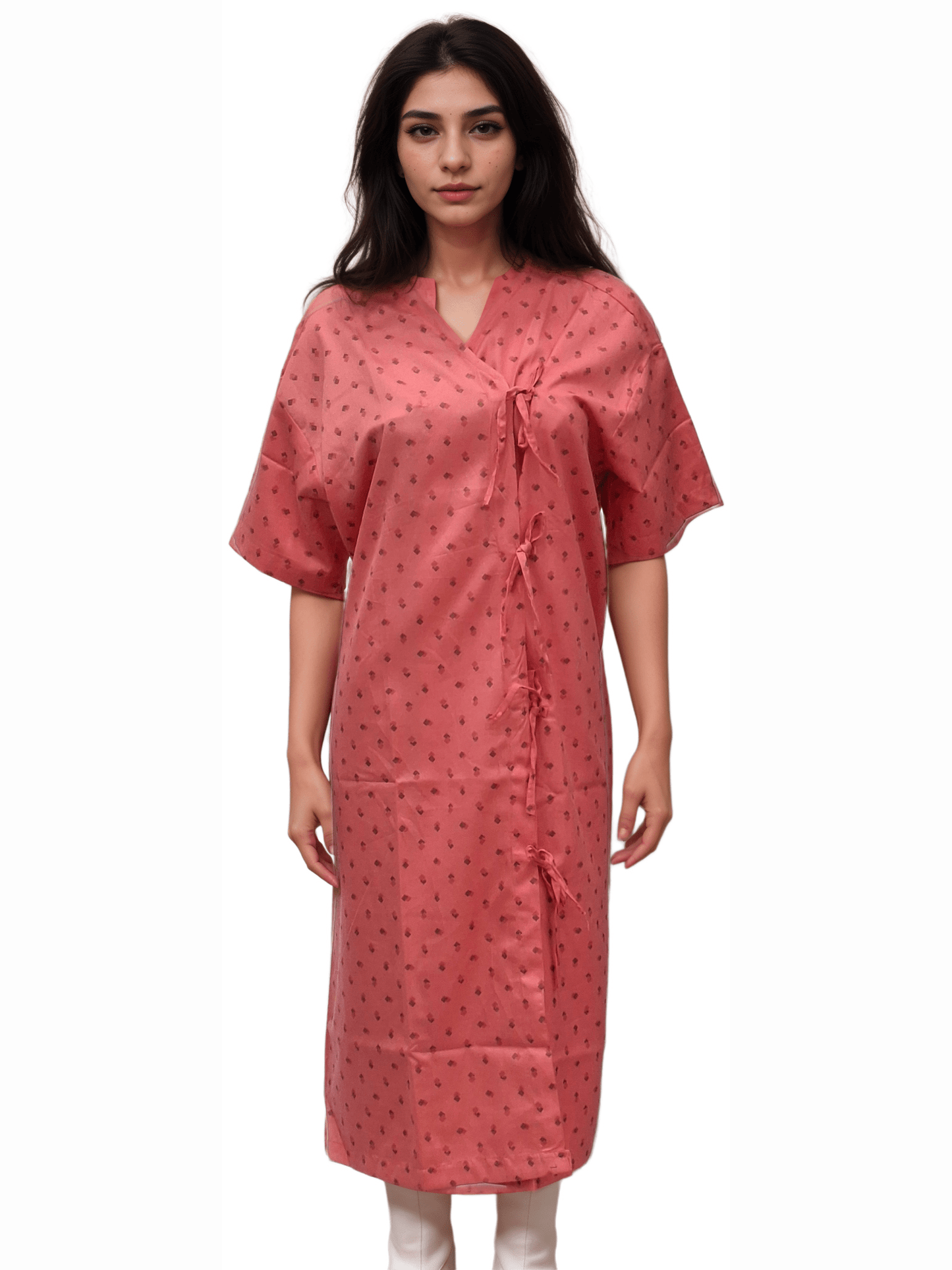 Patient Gown Nadi Tulip Print | Stylish Comfort for Medical Settings - J R GARMENTS