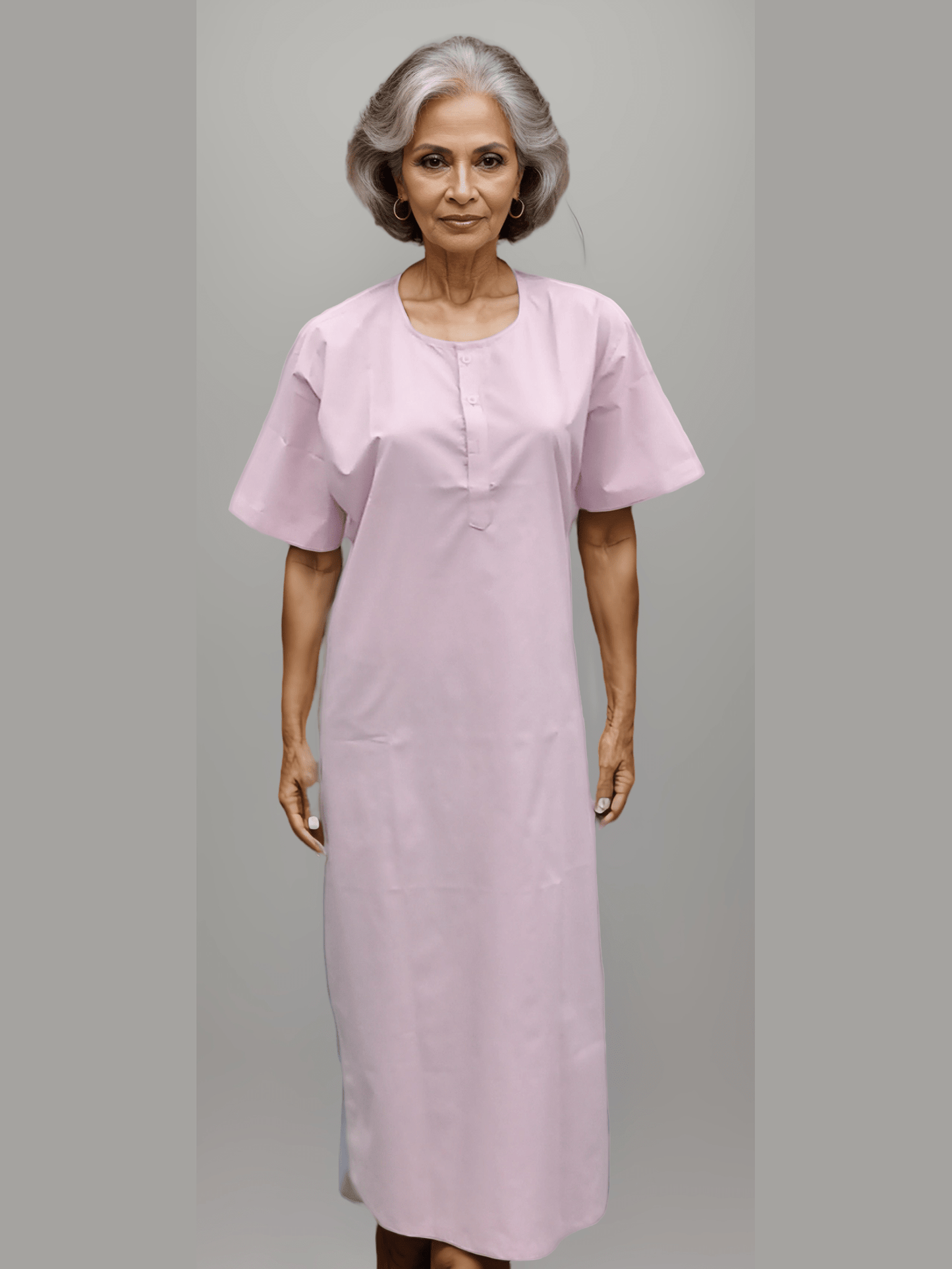 Patient Gown with Pink Lining - 3 Button Design by HICKORY - J R GARMENTS