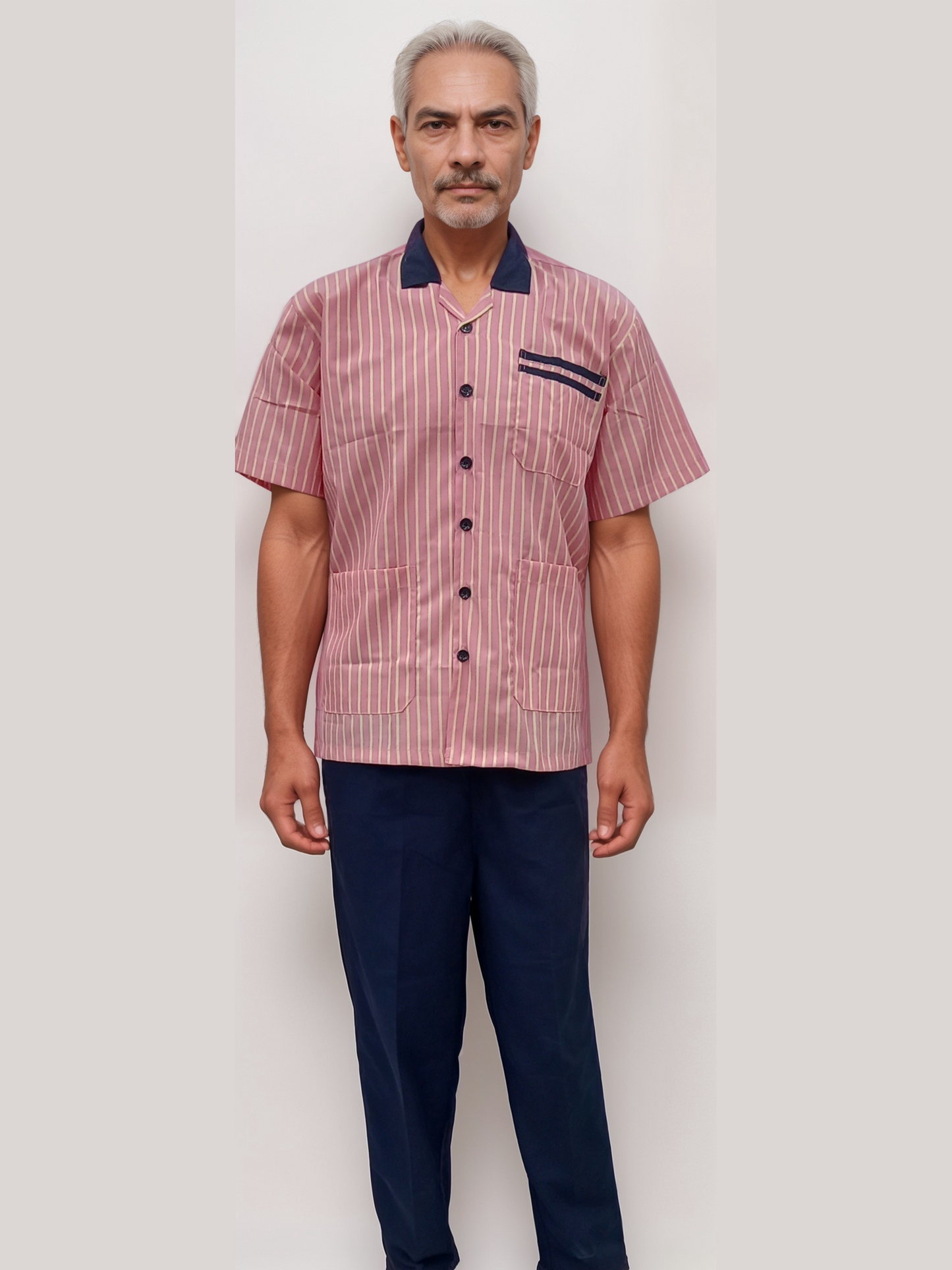 Patient Dress Pink Lining Navy Pajama - J R GARMENTS