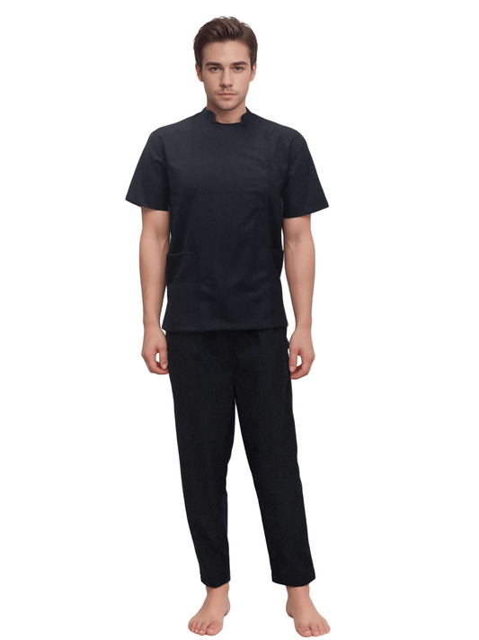 Stretchable Black Salon Uniform for Spa Professionals | HICKORY - J R GARMENTS