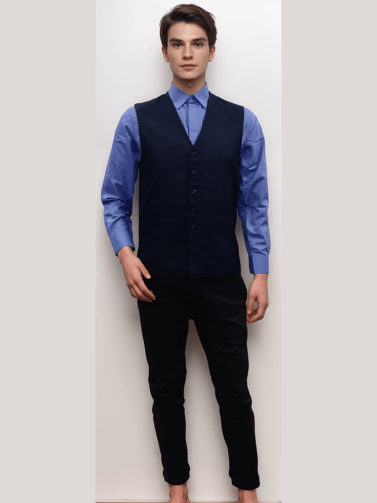 V Neck Jacket Navy Blue - J R GARMENTS