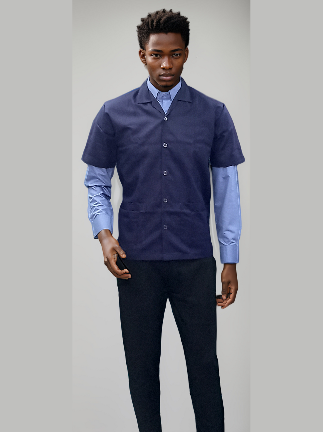 Navy Blue Industrial Apron with 5 Buttons & 2 Pockets – Built for Everyday Industrial Excellence