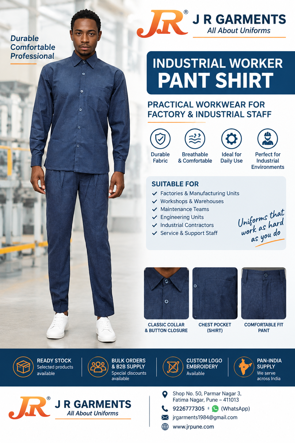 Industrial Worker Pant Shirt | Factory Workwear Uniform