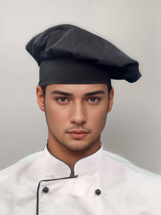 Chef Cap Black - Professional Kitchen Headwear for Culinary Experts - J R GARMENTS