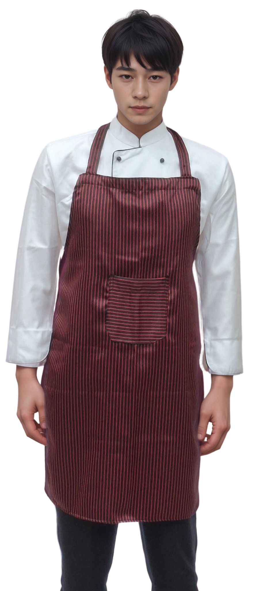 HICKORY Kitchen Apron – Red & Black Striped Apron with Front Pocket