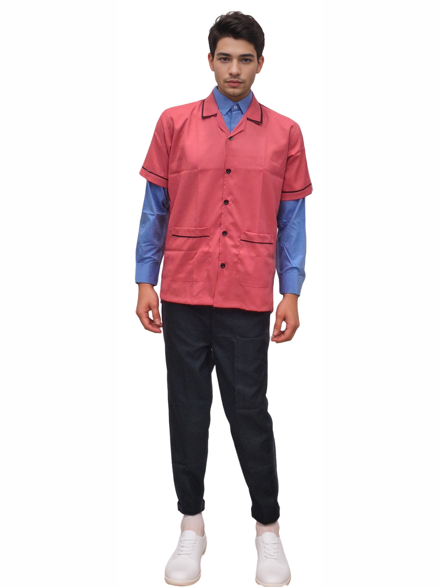 Apron Half Sleeves in Strawberry Colour - Perfect Half Sleeve Strawberry Apron - J R GARMENTS