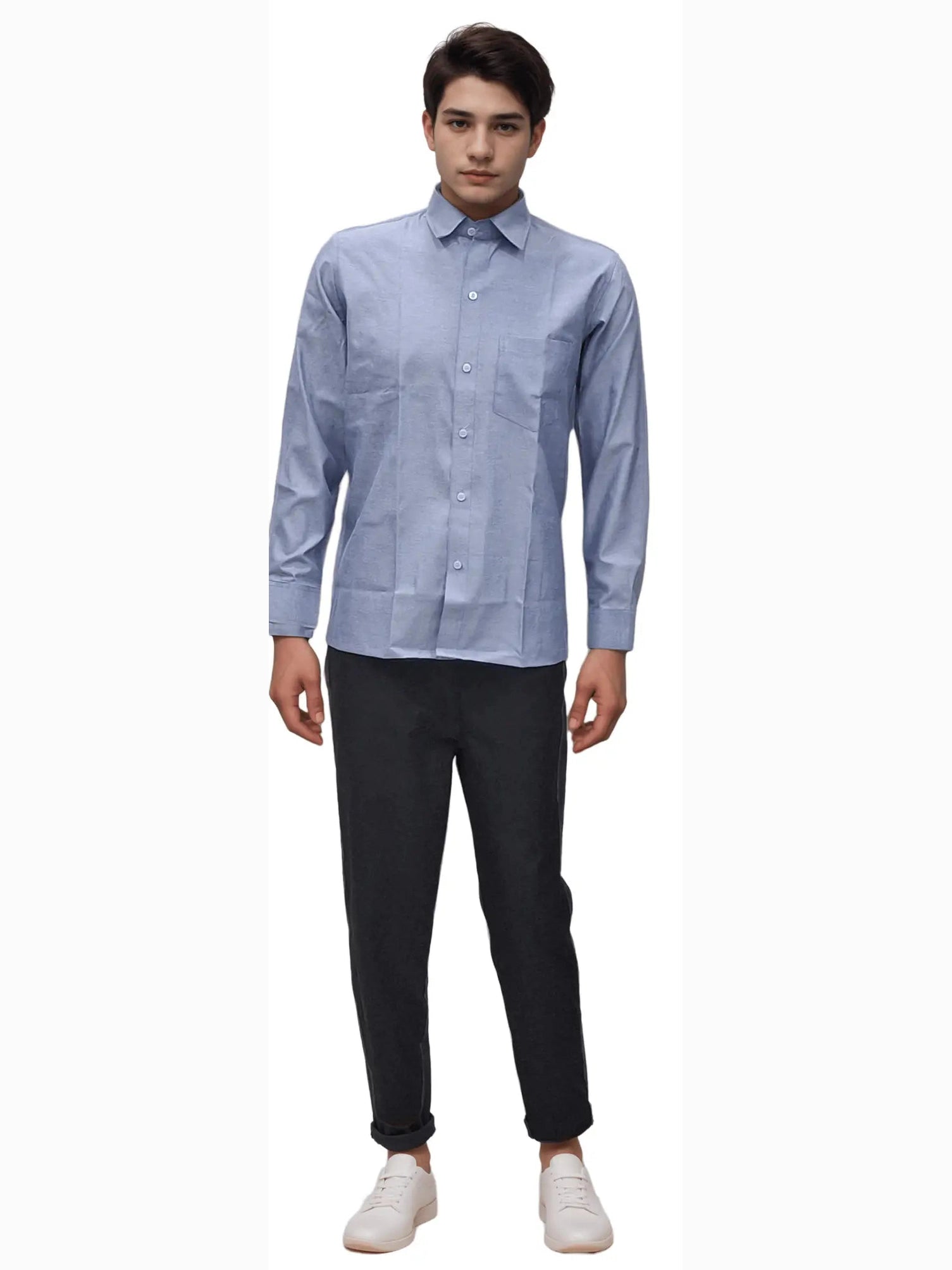 HICKORY Men's Blue Formal Shirt – Elegant Medium Blue Office & Event Wear - J R GARMENTS