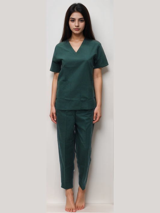 Scrub Dress Bottle Green for Comfort and Style in Healthcare - J R GARMENTS