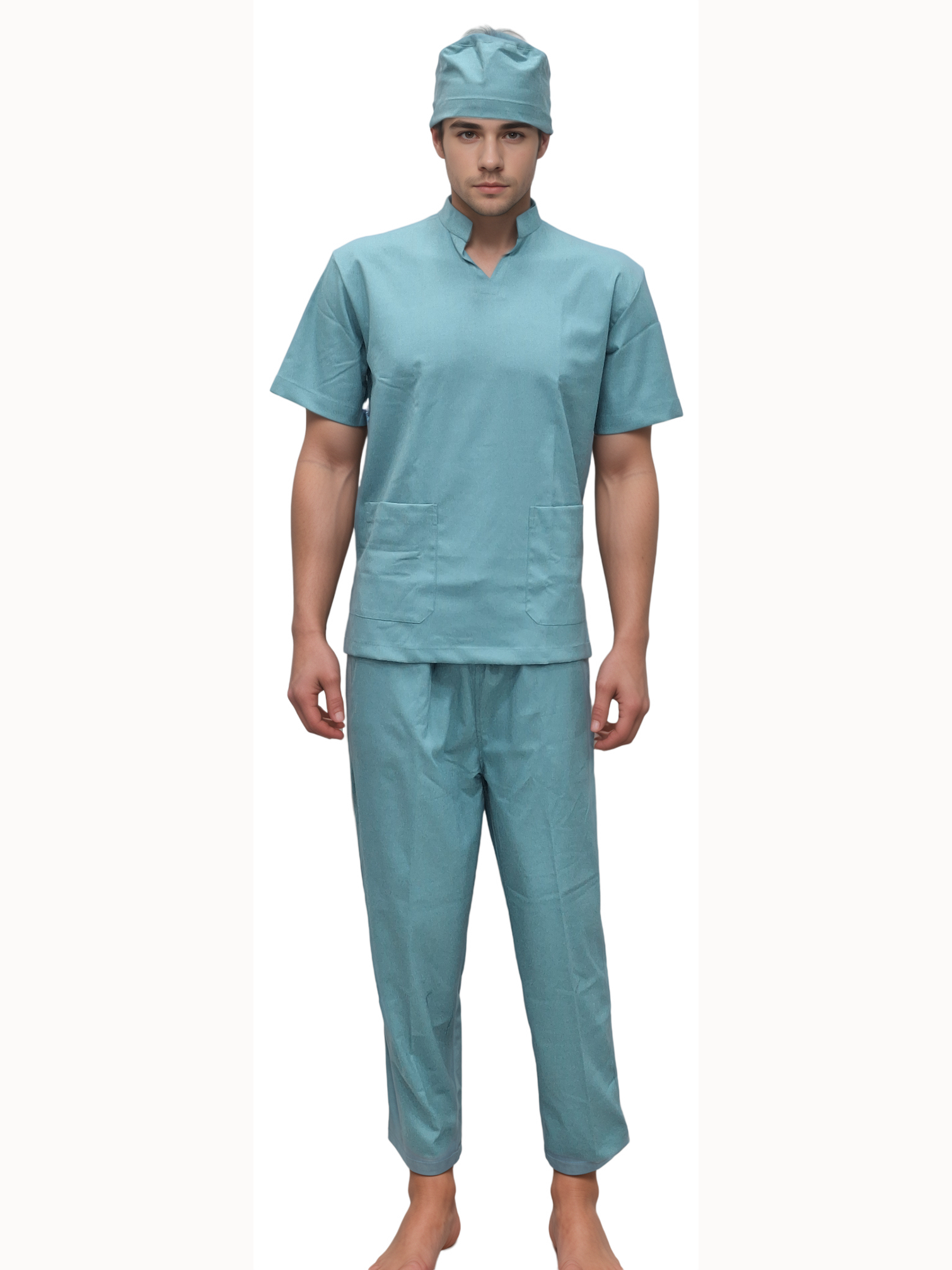 Stretchable Stand Collar Eucalyptus Doctor Wear by HICKORY - J R GARMENTS