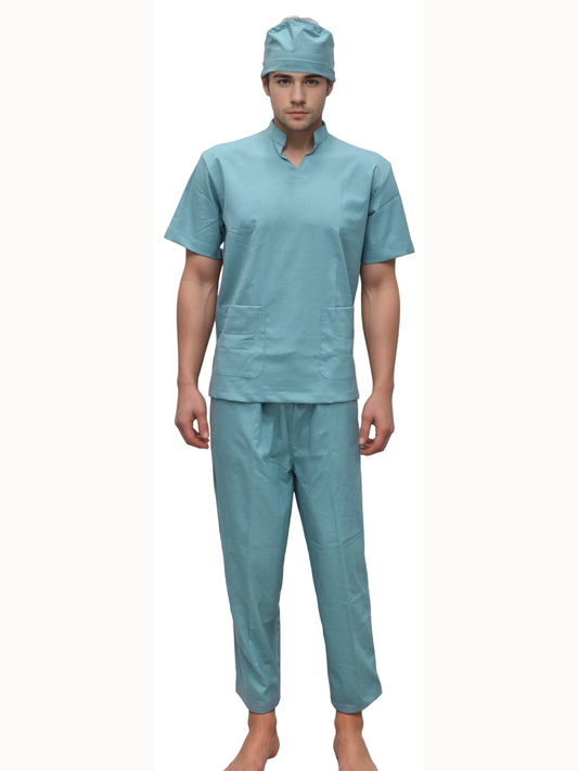 Stretchable Stand Collar Eucalyptus Doctor Wear by HICKORY - J R GARMENTS