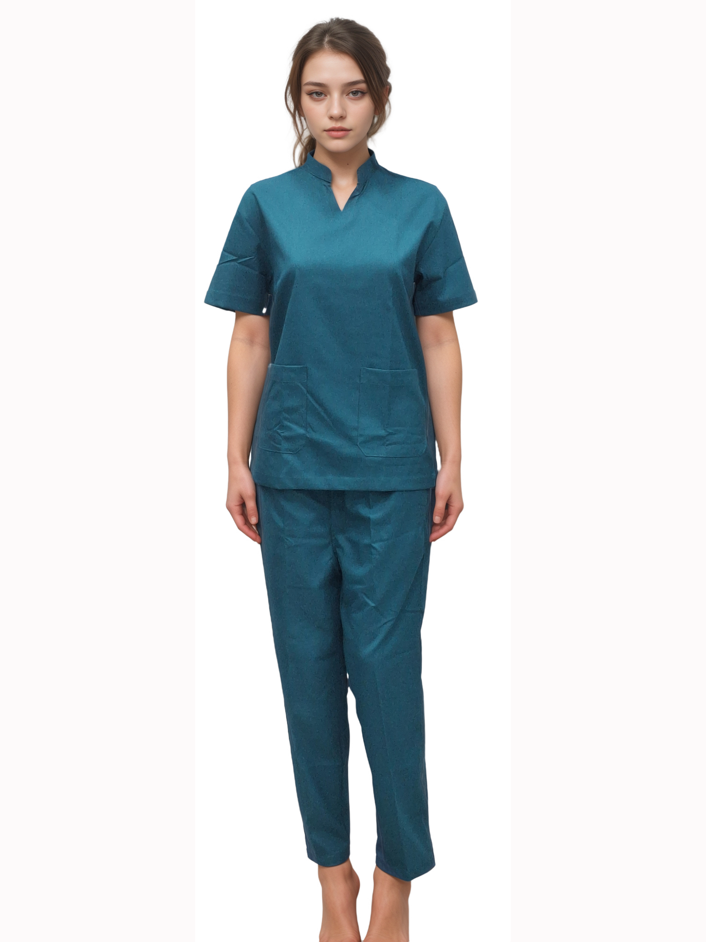 Stretchable Stand Collar Emerald Green Doctor Scrubs | HICKORY - J R GARMENTS