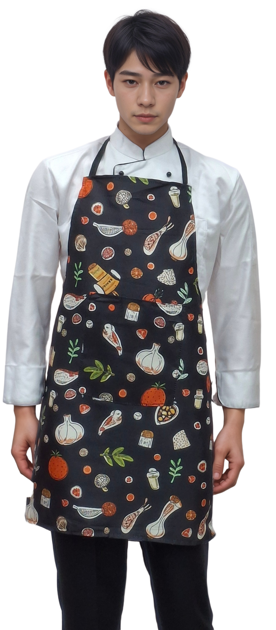 HICKORY Premium Printed Kitchen Apron – GREEN ESSENCE | Designer Apron for Open Kitchens & Café Counters