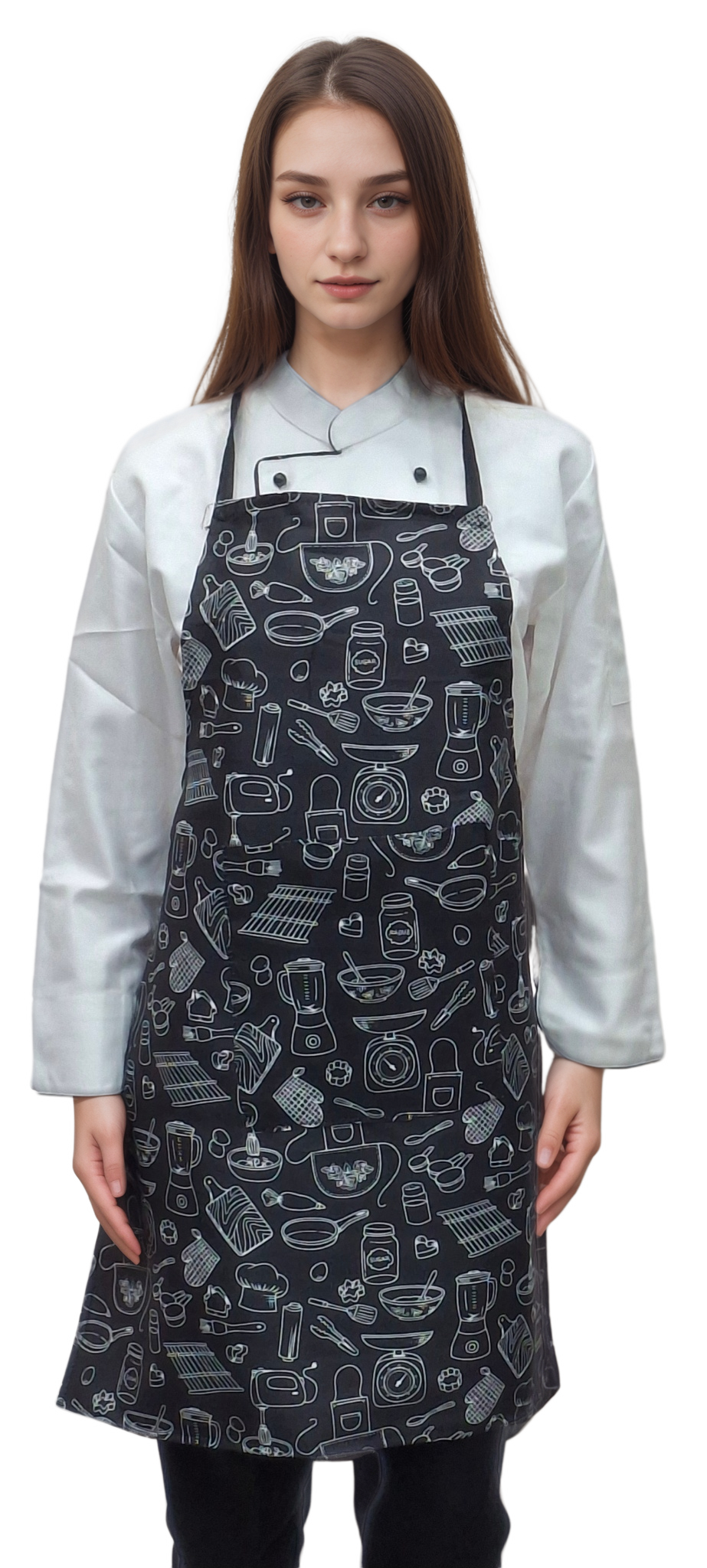 HICKORY Premium Printed Kitchen Apron – CROWN KITCHEN | Designer Apron for Open Kitchens & Café Counters