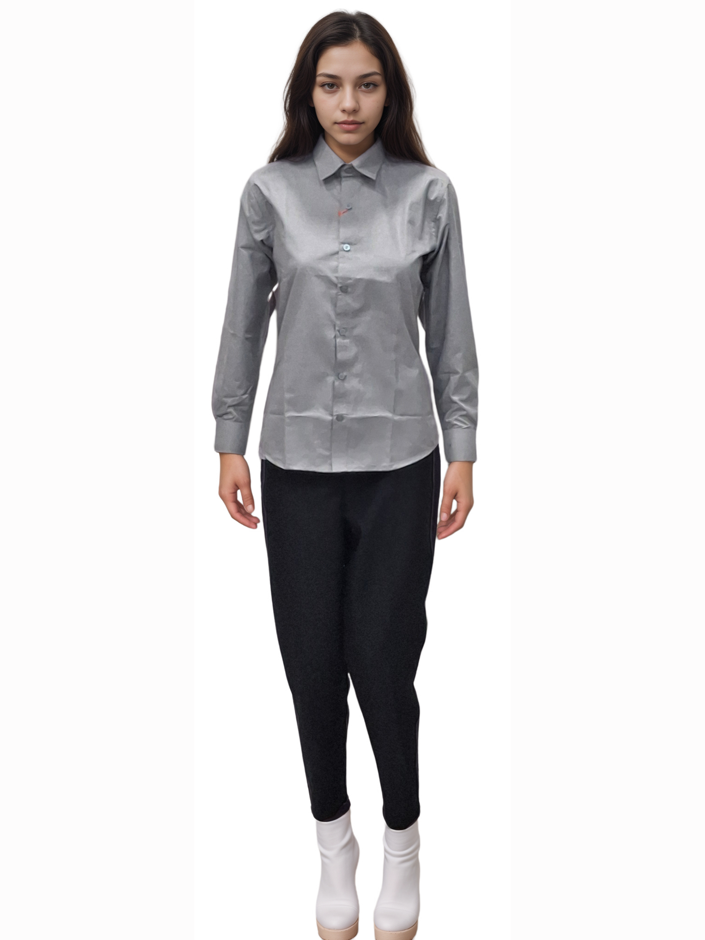 Grey Formal Ladies Shirt - J R GARMENTS