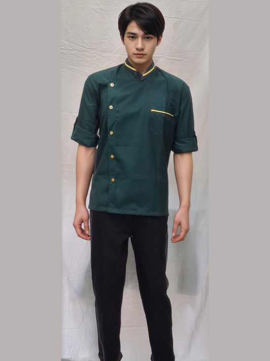 Bottle Green Chef Coat for Professional Chefs and Culinary Enthusiasts - J R GARMENTS