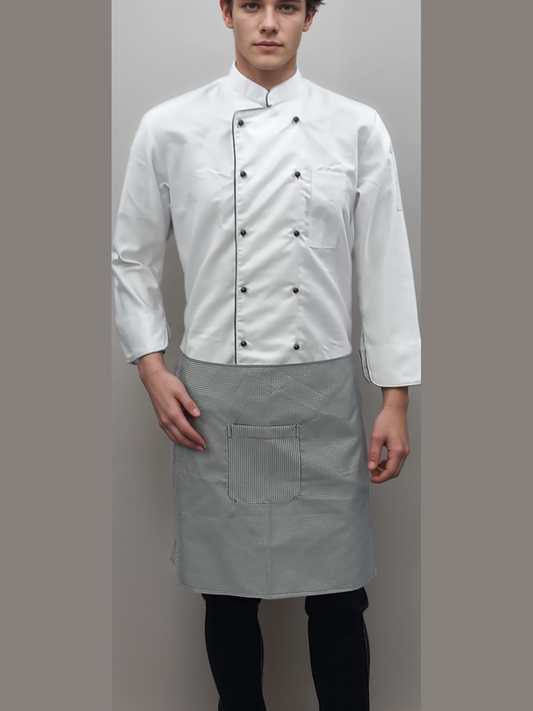 Kitchen Apron Black and White Checks - Stylish Half Design - J R GARMENTS