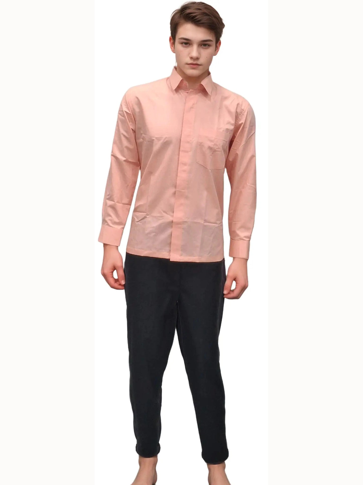 HICKORY Men's Peach Formal Shirt for Elegant Office & Event Wear - J R GARMENTS