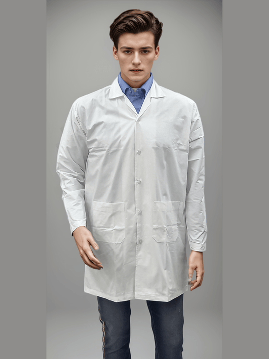Long Apron for Healthcare Professionals with 5 Buttons - Ideal for Healthcare Heroes - J R GARMENTS