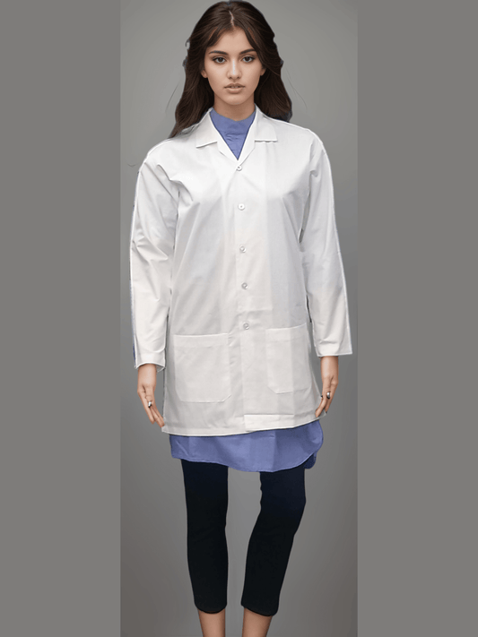 Long Apron for Healthcare Professionals with 5 Buttons - Ideal for Healthcare Heroes - J R GARMENTS