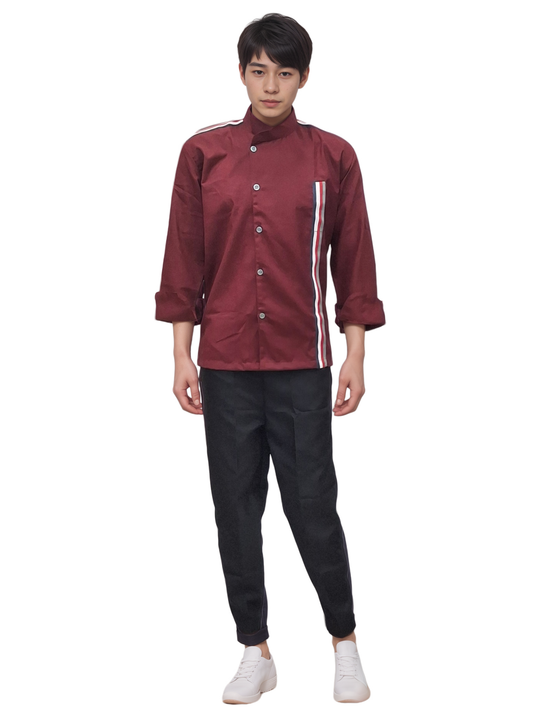 Maroon Chef Coat - Stylish and Durable Culinary Uniform for Professionals - J R GARMENTS