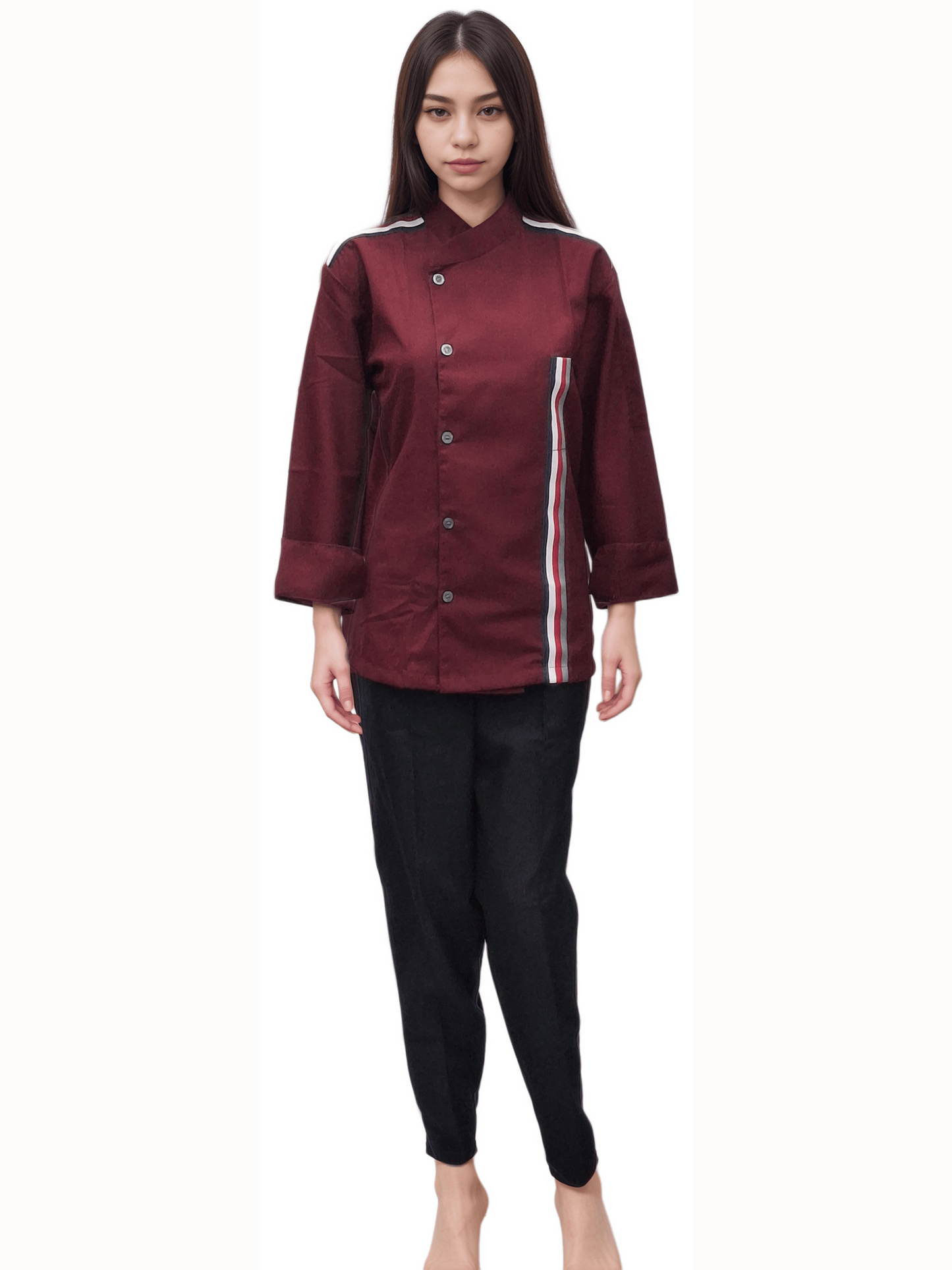 Maroon Chef Coat - Stylish and Durable Culinary Uniform for Professionals - J R GARMENTS