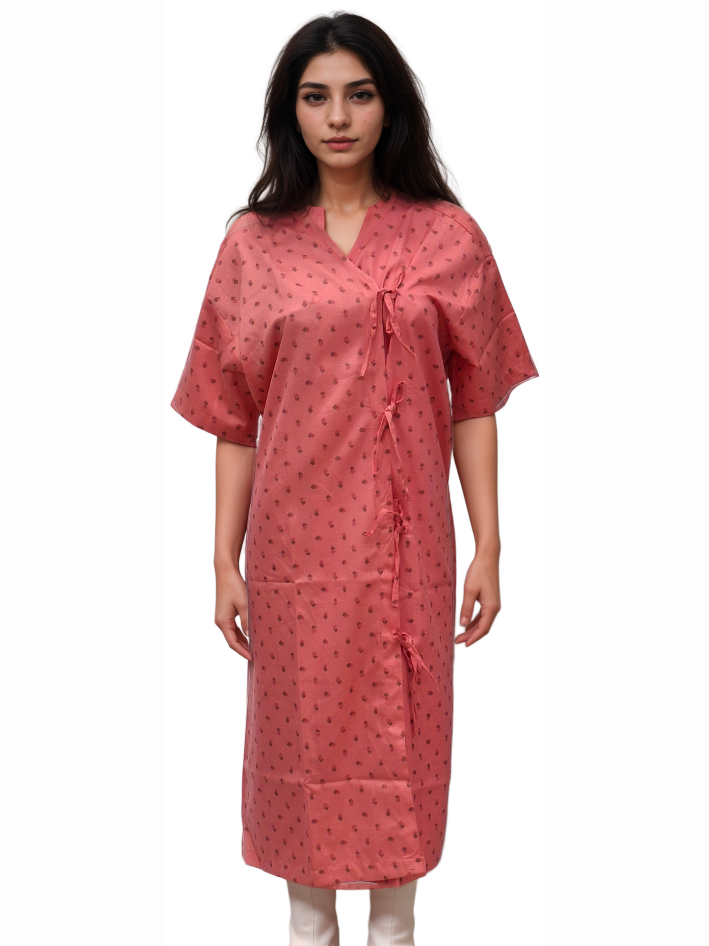 Patient Gown Nadi Tulip Print | Stylish Comfort for Medical Settings - J R GARMENTS