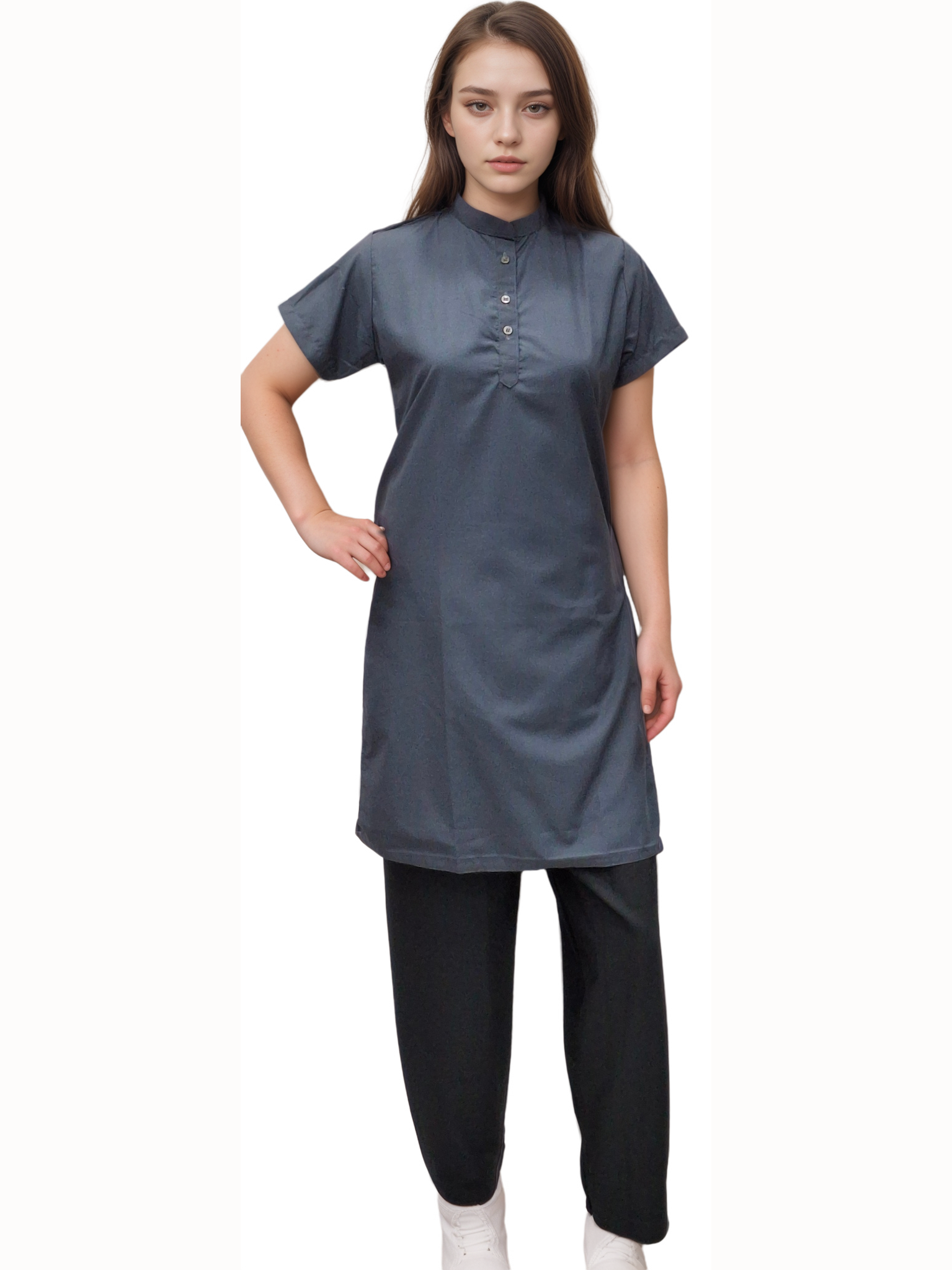 Punjabi Dress Grey Top Black Salwar - J R GARMENTS
