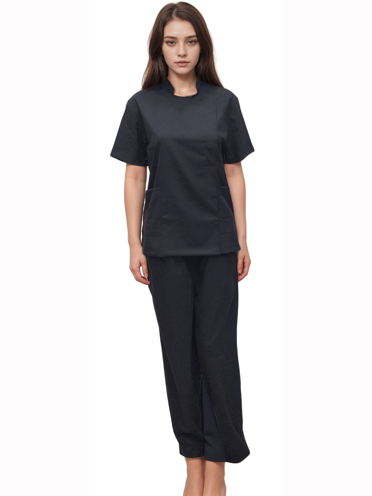 Stretchable Black Salon Uniform for Spa Professionals | HICKORY - J R GARMENTS